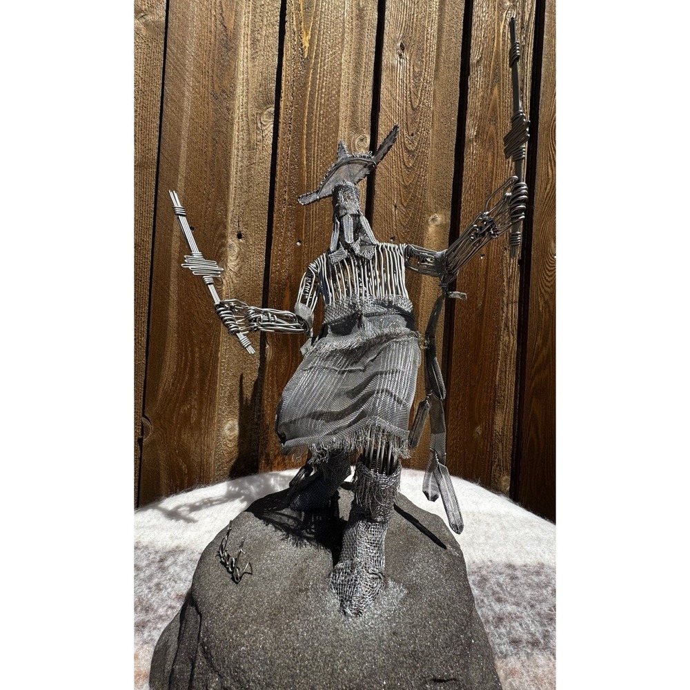 Lui Escoto Signed Brutalist Wire Sculpture Southwest Dancer Figure 16 inch
